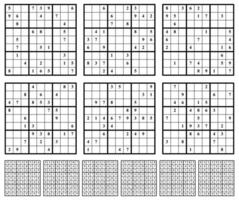 sudoku gioco impostato con risposte. semplice vettore design