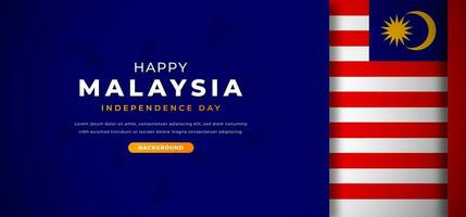 contento Malaysia indipendenza giorno design carta tagliare forme sfondo illustrazione per manifesto, striscione, pubblicità, saluto carta vettore