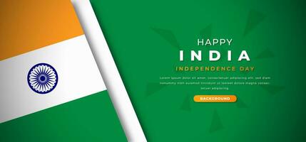 contento India indipendenza giorno design carta tagliare forme sfondo illustrazione per manifesto, striscione, pubblicità, saluto carta vettore