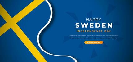contento Svezia indipendenza giorno design carta tagliare forme sfondo illustrazione per manifesto, striscione, pubblicità, saluto carta vettore
