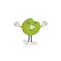 Kiwi frutta sorrisi. carino cartone animato emoticon. emoji icone. Kiwi personaggio con un' freddo viso e occhiali da sole. Perfetto per bambini, merce e etichetta, bandiera promozione vettore