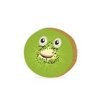 Kiwi frutta cartone animato personaggio con verdastro Marrone sfocato pelle e puntamento mano gesto, per agricoltura o fresco cibo design. Kiwi frutta vettore personaggi, cartone animato carino Kiwi frutta cartone animato emoticon.