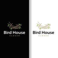 uccello nido logo, uccello Casa riparo vettore, moderno linea Vintage ▾ design minimalista stile simbolo modello vettore