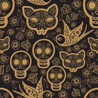 Modello senza cuciture oro Day of the Dead vettore