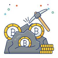 piccone con montagna e BTC in mostra bitcoin estrazione vettore