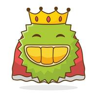 cartone animato illustrazione di durian frutta indossare un' del re corona vettore