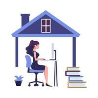 opera a partire dal casa, freelance piatto stile illustrazione vettore design