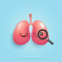 cartone animato salutare e forte polmoni personaggio concetto. divertente carino sorridente contento polmoni per medico applicazioni e siti web. vettore design