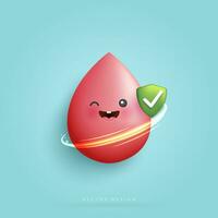 cartone animato sangue è salutare e forte sangue personaggio concetto. divertente carino sorridente contento sangue per medico app, Salute cura, Ospedale. cartone animato personaggio stile. vettore design.