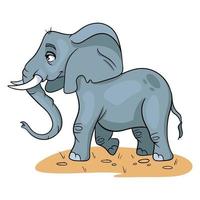 personaggio animale divertente elefante in stile cartone animato. vettore