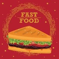 panino isolato con menu di pomodori fast food immagine vettoriale