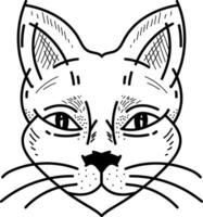 viso di un' gatto tatuaggio vettore