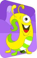 un' cartone animato giallo verme con un' Sorridi viso vettore
