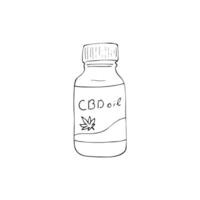 CBD olio nel un' bottiglia. vettore illustrazione isolato su un' bianca sfondo. canapa medico Prodotto. disegnato a mano bottiglia di olio per erbaceo alternativa medicinale.