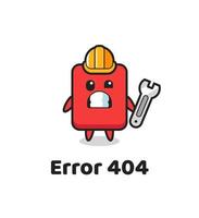 errore 404 con la simpatica mascotte del cartellino rosso vettore