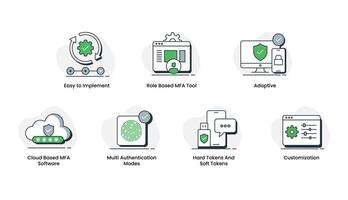 essenziale multifattoriale autenticazione icone. vettore
