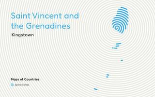 astratto carta geografica di santo vincent e il grenadine nel un' cerchio spirale modello con un' capitale di kingtown. latino America impostato vettore