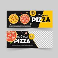 modello di banner promozionale per la pubblicità della pizza. vettore