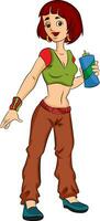 donna con un' acqua bottiglia, illustrazione vettore