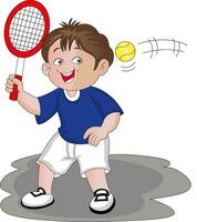vettore di ragazzo giocando tennis.