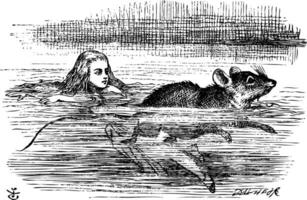 Alice nuoto vicino un' topo vettore