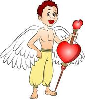 vettore di Fata ragazzo con un' cuore forma simbolo su arco.