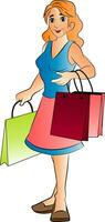 donna con shopping borse, illustrazione vettore