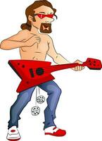 vettore di A petto nudo uomo giocando chitarra.