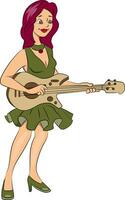 vettore di donna giocando chitarra.