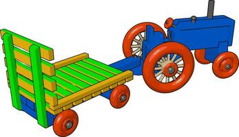 blu piccolo trattore, illustrazione, vettore su bianca sfondo.