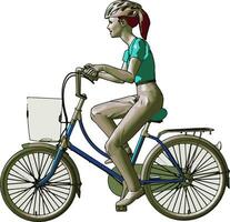 un' signora ciclista restare salutare e in forma vettore o colore illustrazione