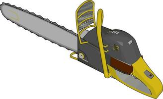 3d vettore illustrazione di un' grigio e giallo catena sega bianca sfondo