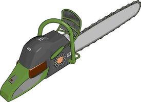 3d vettore illustrazione di un' grigio e verde catena sega bianca sfondo