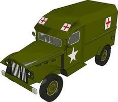 3d vettore illustrazione su bianca sfondo di un' verde medico militare veicolo