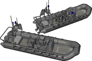 3d vettore illustrazione su bianca sfondo di Due militare gonfiabile Barche