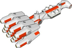 bianca e rosso fantasia navicella spaziale vettore illustrazione su bianca sfondo