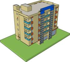 Residenziale costruzione, illustrazione, vettore su bianca sfondo.