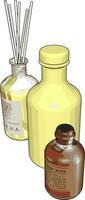 bicchiere bottiglia con cannucce, illustrazione, vettore su bianca sfondo.