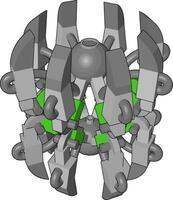 verde robot ragno, illustrazione, vettore su bianca sfondo.