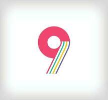 creativo sport numero 9 multicolore lineare logo. moderno numero Linee con nuovo cultura colori. font alfabeto modello. creativo formazione scolastica vettore.geometrico vettore