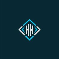 hx iniziale monogramma logo con piazza stile design vettore