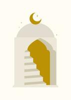 architettura Marocco elementi e Luna manifesto illustrazione. musulmano moschea vettore