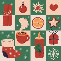 Natale e contento nuovo anno modello. di moda stile. semplice sfondi. geometrico modelli e elementi. festivo inverno e accogliente elementi. mano disegnato vettore illustrazione. piatto vettore illustrazione.