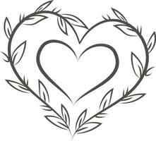 cuore le foglie tatuaggio vettore