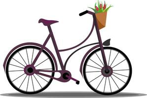 bicicletta con fiore cestino vettore o colore illustrazione