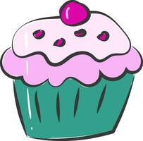 Cupcake con spilla vettore o colore illustrazione