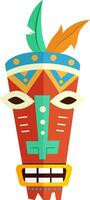 africano maschera con piume, vettore o colore illustrazione.