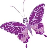farfalla ragazza rilassato e colorato, vettore o colore illustrazione.