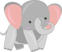 rosa e argento più carino elefante, vettore o colore illustrazione.