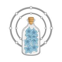 stella blu nel bottiglia bicchiere con elemento illustrazione vettore